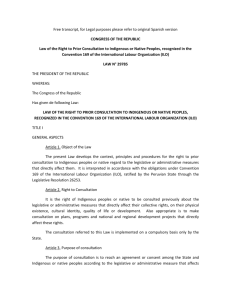 Law N° 29785, Law of the Right to Prior Consultation to Indigenous