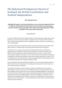 The Reformed Presbyterian Church of Scotland, British Politics and