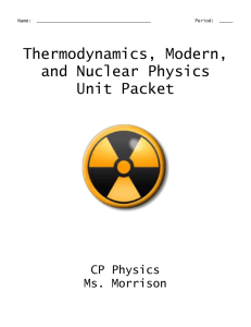 Name: Period: _____ Thermodynamics, Modern, and Nuclear