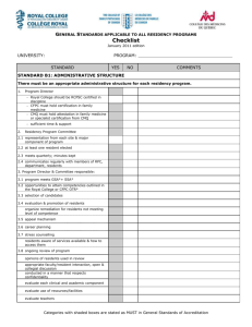 Standards Checklist - Jan 2011