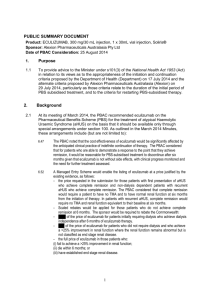 Public Summary Document (PSD) July 2014 PBAC Meeting
