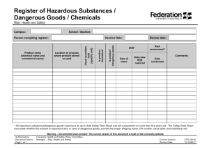 Register for Hazardous Substances/Dangerous Goods/Chemicals