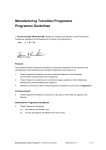 Manufacturing Transition Programme