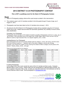 2013 district 5 4-h photography contest