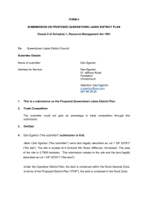 FORM 5 SUMBMISSION ON PROPOSED QUEENSTOWN LAKES