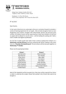 Year 6 Cookery Letter for Sept 2015