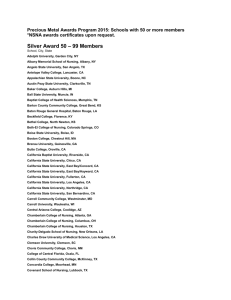 Precious Metal Awards Program 2015: Schools with 50 or more