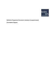 TEMPLATE V1.0 September 2015 Definitive Programme Document