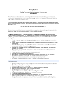 Mining Engineer WorleyParsons Infrastructure and Environment