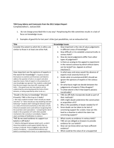 TOK Essay Advice & Comments from 2011 Subject
