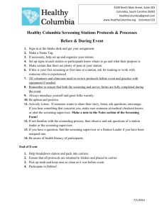 Health Screening Stations Processes & Protocol