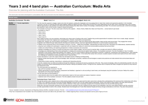Years 3 and 4 band plan * Australian Curriculum: Media Arts