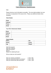 VBT Feline Behaviour Questionnaire