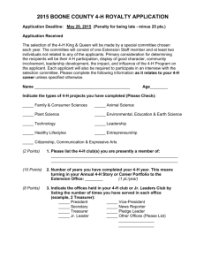 2015 4-H King & Queen Application Form