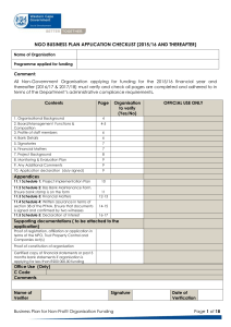 business plan for non-profit organisation funding