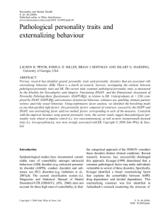 Pathological personality traits and externalizing behaviour