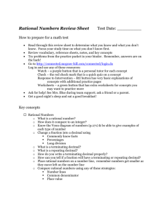 Rational Numbers Review Sheet