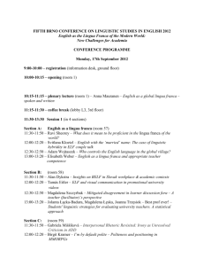 FIFTH BRNO CONFERENCE ON LINGUISTIC STUDIES IN