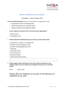 Review of Business unit standards