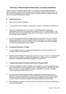 Proposal for New International Teaching Agreement