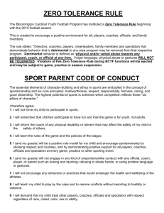 sport parent code of conduct - Bloomington Cardinals Youth Football