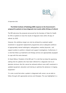 BIR response to 28 day diagnostic test results