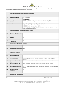 Material Safety Data Sheet Prepared according to the provisions of