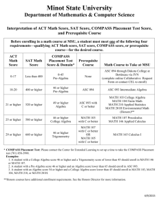 Interpretation of ACT Math Score, SAT Score, COMPASS Placement