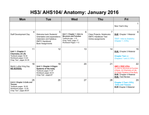 Calendar for Anatomy HS III