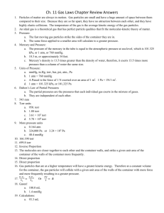 Ch. 11 Gas Laws Chapter Review Answers Particles of matter are