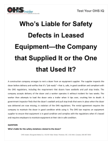 Test Your OHS IQ Who`s Liable for Safety Defects in