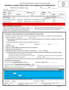 severe allergic reaction plan & medication orders/504