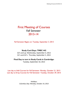 First Meeting: Tuesday, September 3, 2013
