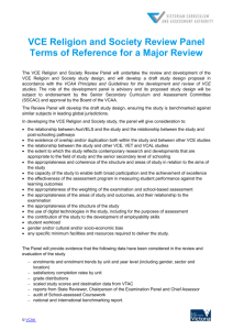 VCE Religion and Society Review Panel Terms of Reference for a