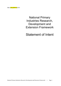 1. Purpose of National Primary Industries RD&E Framework