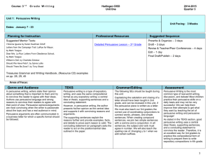 Unit 1: Persuasive Writing - Harlingen Consolidated Independent