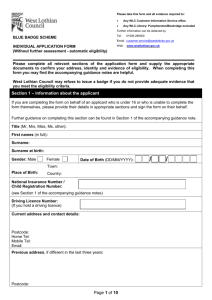 Blue Badge Individual Application Form