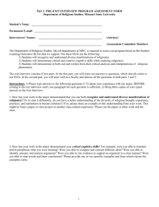 Exit Interview form - for student to complete