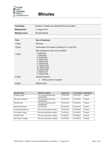 11 August 2015  - Health and Disability Ethics