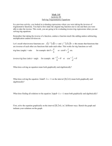 Math 144 Activity #8 Solving Trigonometric Equations In a previous