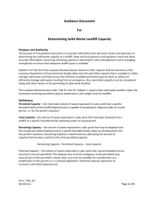 Guidance Document For Determining Solid Waste Landfill Capacity