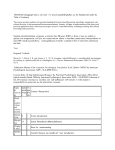 MAN4102 Managing Cultural Diversity (For a more detailed syllabus