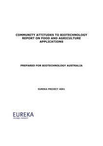 Community Attitudes to Biotechnology Report on Food and