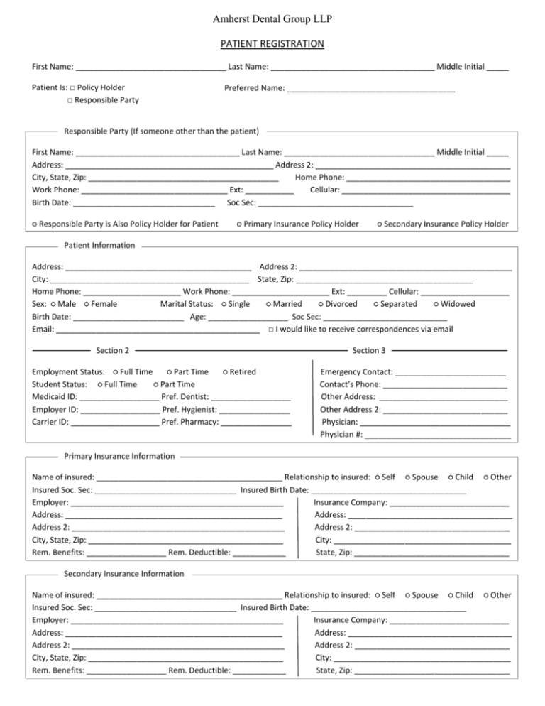 New Patient Registration Packet