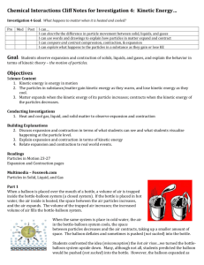 Chemical Interactions Cliff Notes for Investigation 4: Kinetic Energy…