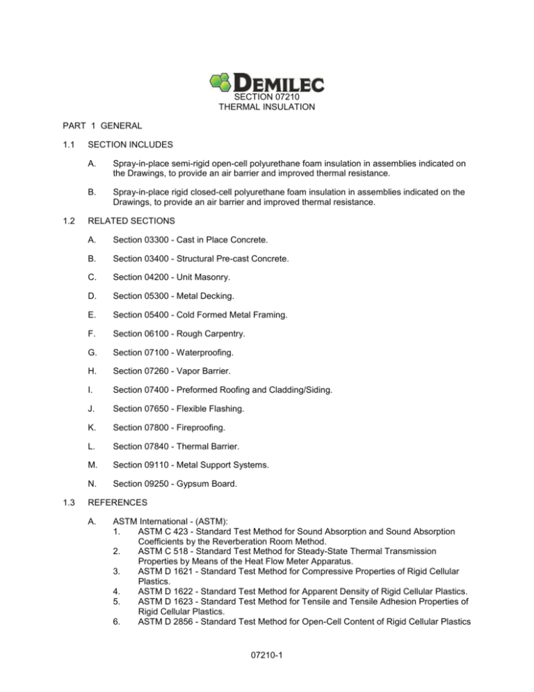 SECTION 07210 THERMAL INSULATION GENERAL SECTION