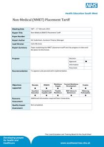 What is the NMET placement tariff?