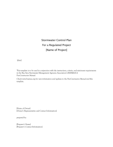 Regulated Project Stormwater Control Plan Template