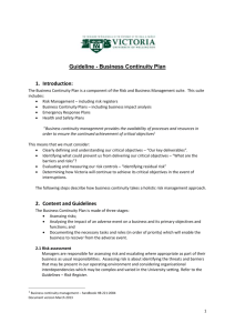 Guideline - Business Continuity Plan