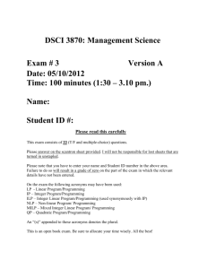 DSCI 3870: Management Science
